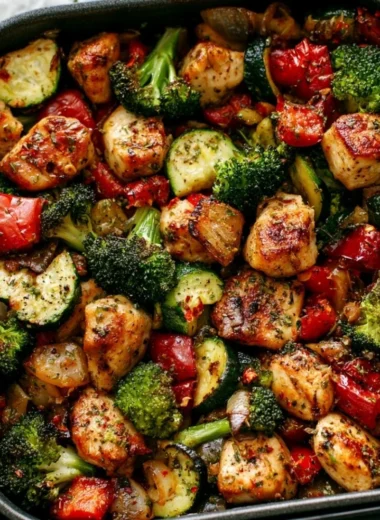 Crispy Air Fryer Chicken and Veggies on a plate for a healthy meal