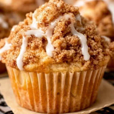 Freshly baked Apple Crumble Muffins with a crunchy topping