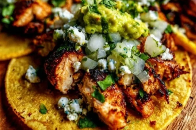 Delicious Chicken Street Tacos with fresh toppings and vibrant colors