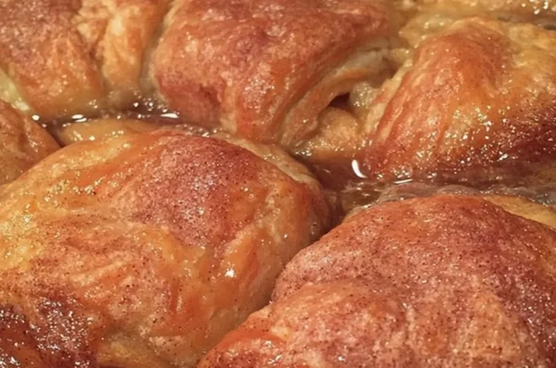 Homemade Country Apple Dumplings with cinnamon and caramel sauce