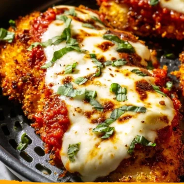 Crispy Healthy Chicken Parmesan recipe made in an air fryer