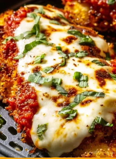 Crispy Healthy Chicken Parmesan recipe made in an air fryer