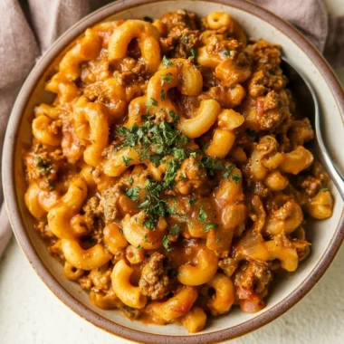 Delicious gluten-free and dairy-free Hamburger Helper served in a bowl