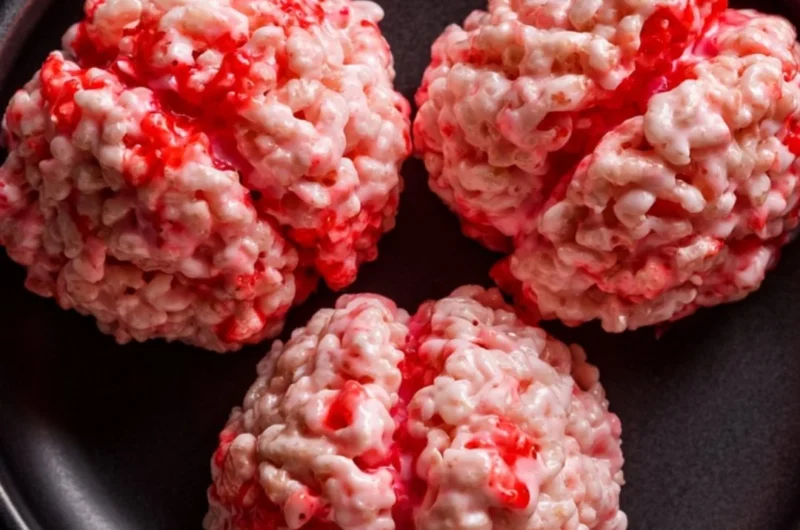 Colorful Halloween Rice Krispies Treats shaped like spooky characters.