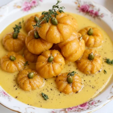 Delicious pumpkin gnocchi served with sage butter sauce