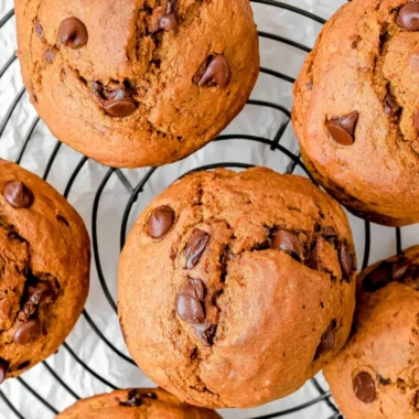 Delicious homemade pumpkin protein muffins fresh out of the oven