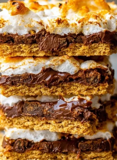Delicious homemade S'more Bars with chocolate and marshmallows.