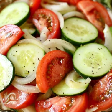Fresh Tomato, Cucumber, and Onion Salad in a bowl