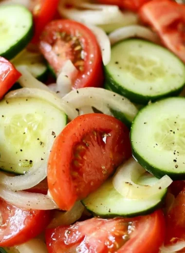 Fresh Tomato, Cucumber, and Onion Salad in a bowl