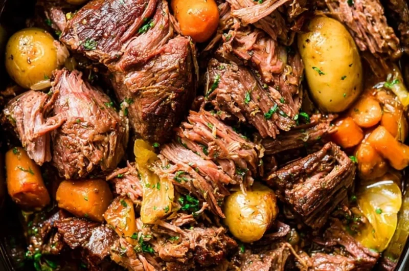 Delicious Crock Pot Chuck Roast cooked to perfection with herbs and spices