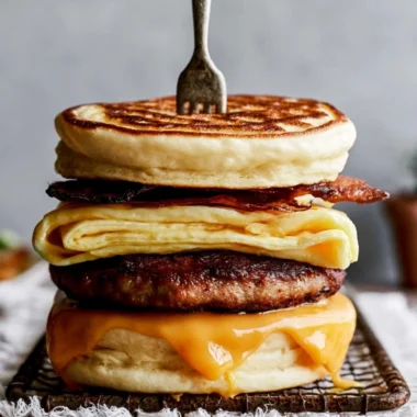 Delicious homemade McGriddle sandwich served on a plate