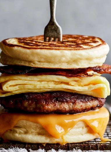 Delicious homemade McGriddle sandwich served on a plate