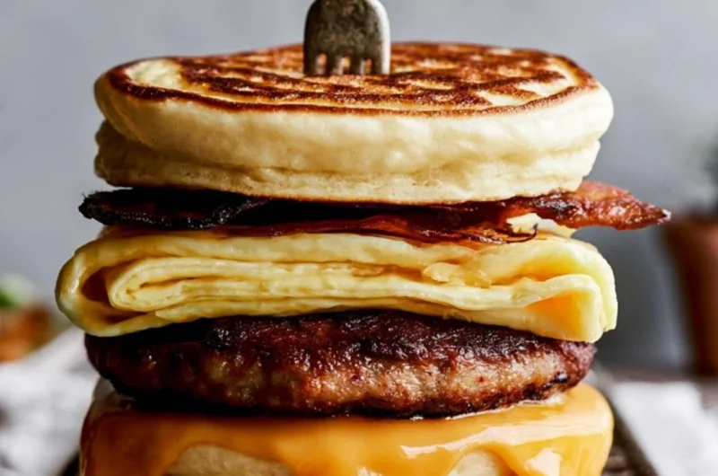 Delicious homemade McGriddle sandwich served on a plate