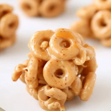 Delicious homemade peanut butter cereal bites in a bowl