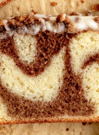 Moist and fluffy Cinnamon Loaf Cake with a rich cinnamon swirl