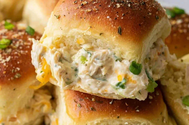 Creamy Crack Chicken Sliders served on a platter with toppings