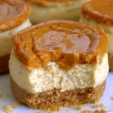 Delicious mini pumpkin cheesecakes served in cute cupcake liners.