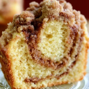 Easy coffee cake made with box cake mix, topped with cinnamon and sugar