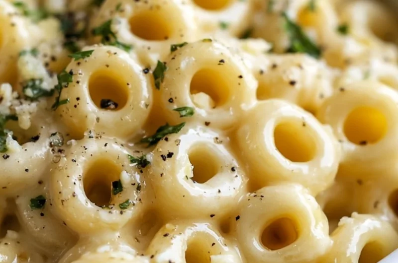 Delicious garlic butter pasta garnished with fresh herbs