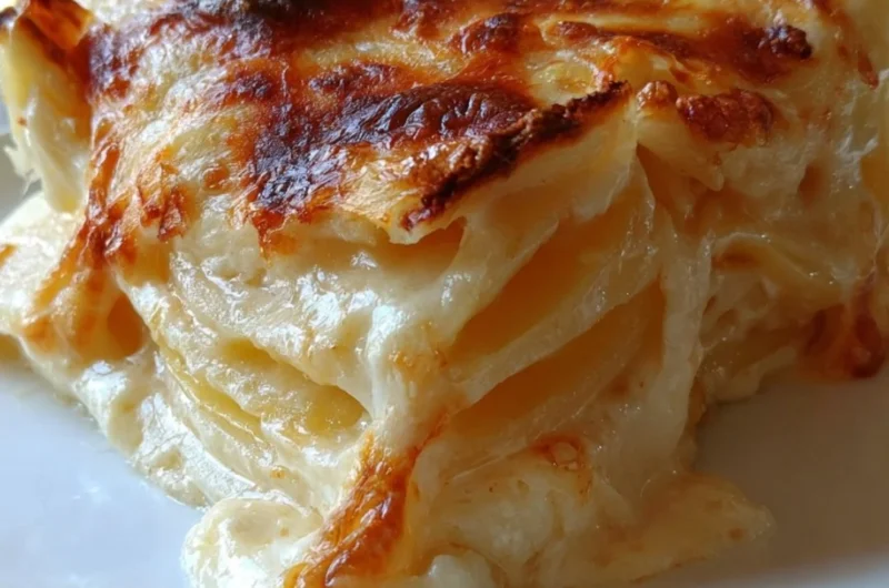 Delicious creamy cheesy scalloped potatoes baked to perfection.