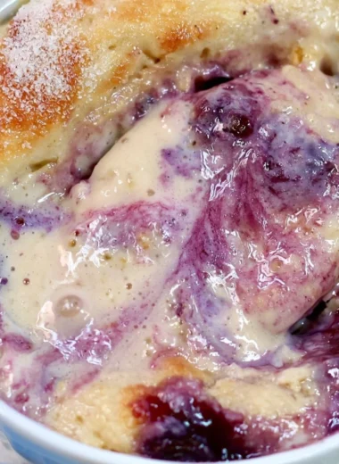 Delicious healthy blueberry protein baked oats with no added sugar