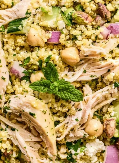 High protein Jennifer Aniston Salad with fresh ingredients and vibrant colors