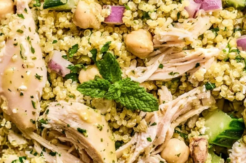 High protein Jennifer Aniston Salad with fresh ingredients and vibrant colors