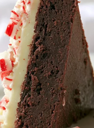 Delicious peppermint bark brownies topped with crushed candy canes