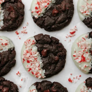 Delicious peppermint bark cookies topped with crushed candy canes