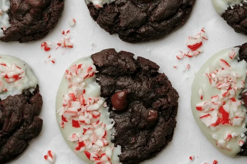 Delicious peppermint bark cookies topped with crushed candy canes