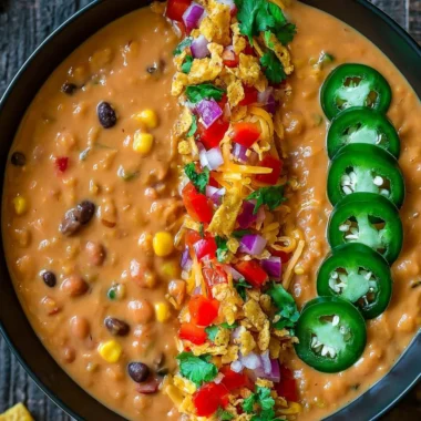 Bowl of Vegetarian Lentil Tortilla Soup garnished with fresh cilantro and lime